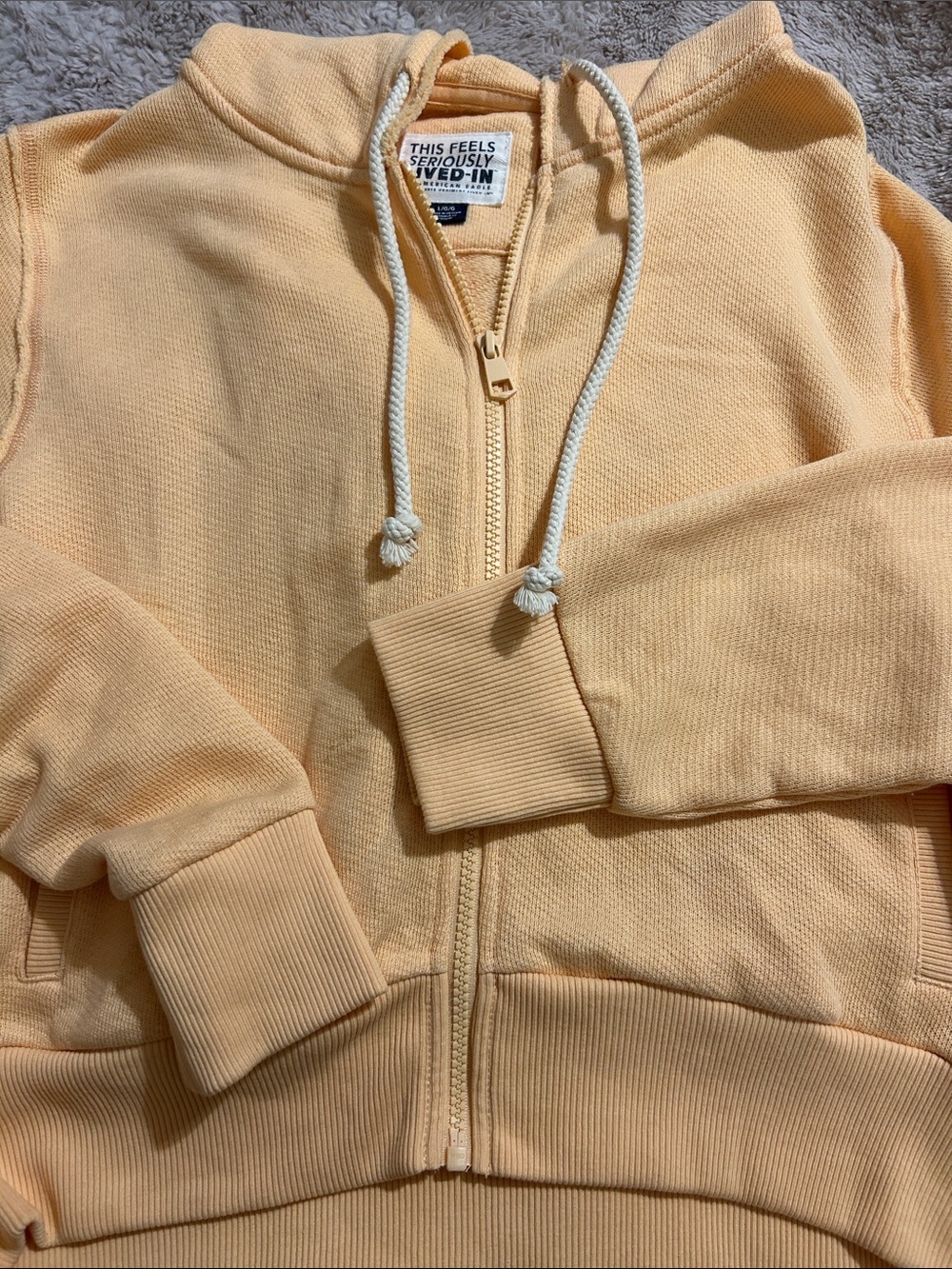 American Eagle Outfitters Peach Zip-Up Hooded Sweater